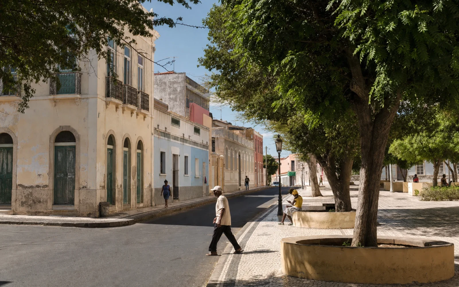 Praia’s Plateau district in clear Atlantic light
