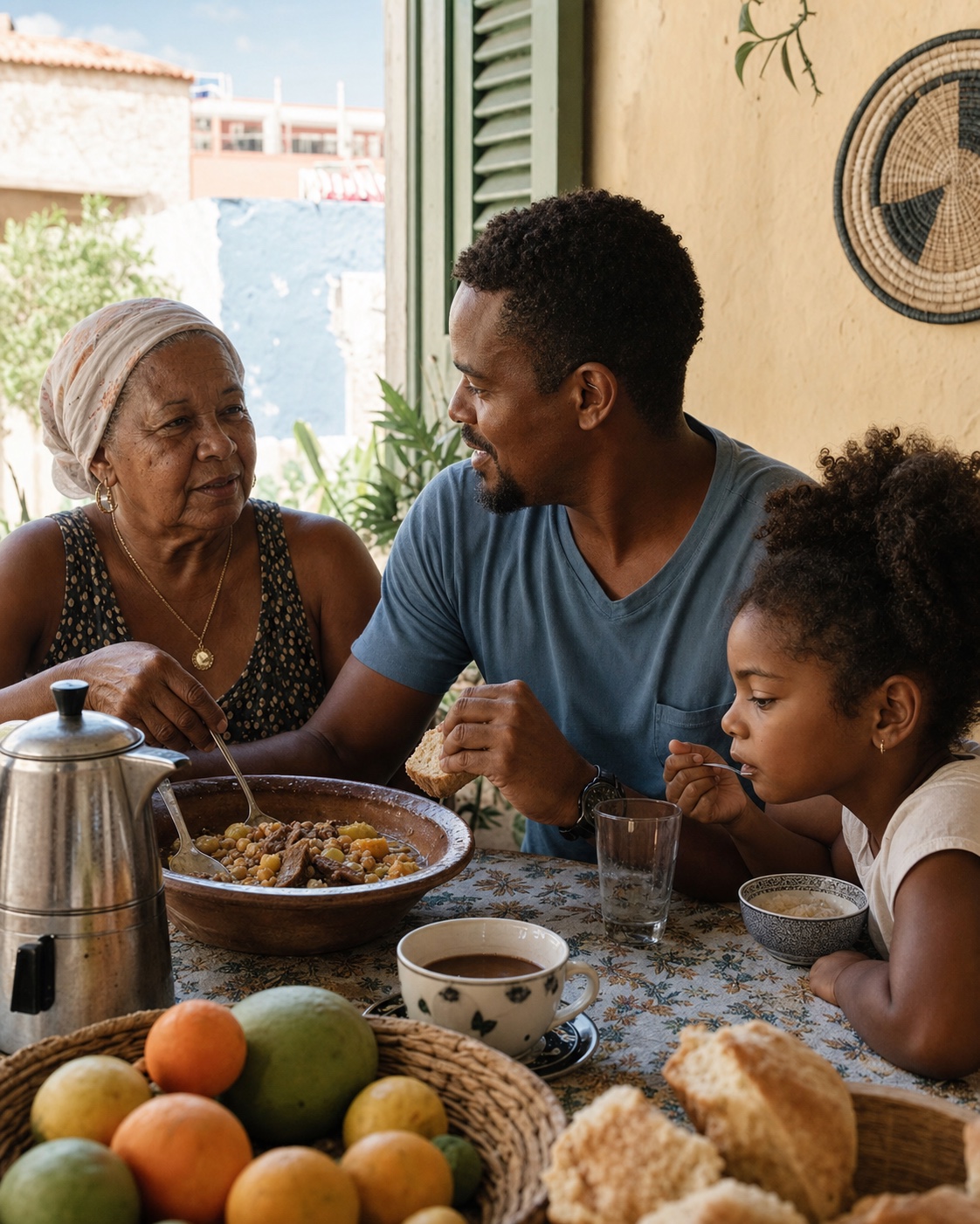 A shared table in Praia