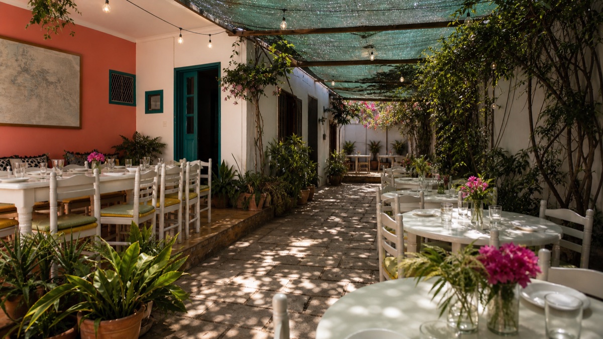 A table in the SYD’S courtyard